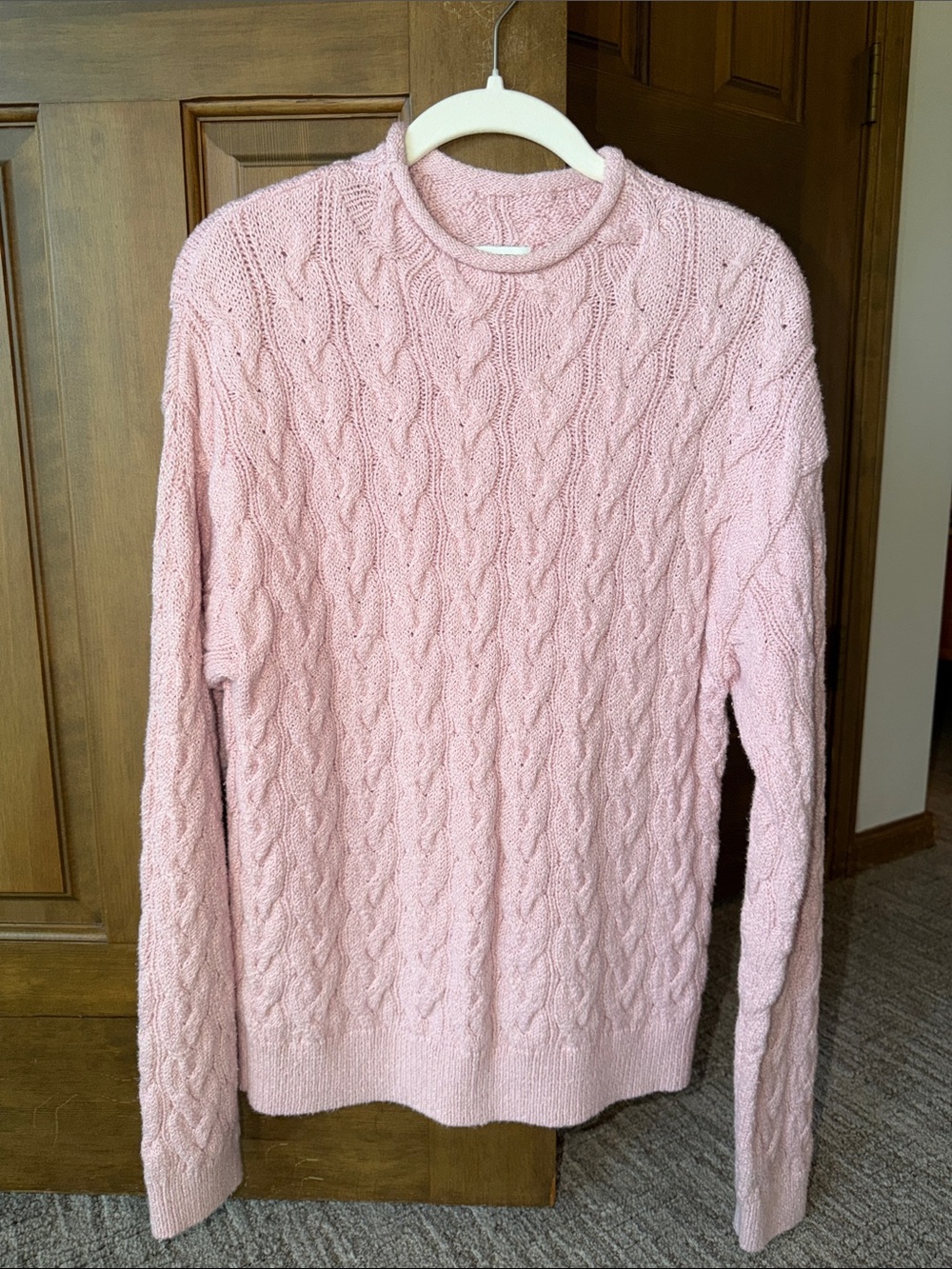 J. Crew Women's Cable Knit Crewneck Sweater - Light Pink